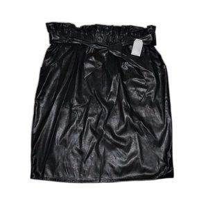 Time & TRU Women's Black Faux Leather Paperbag Pencil Skirt New with Tags